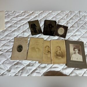 Cabinet photos and tintype photo set vintage date back to 1930